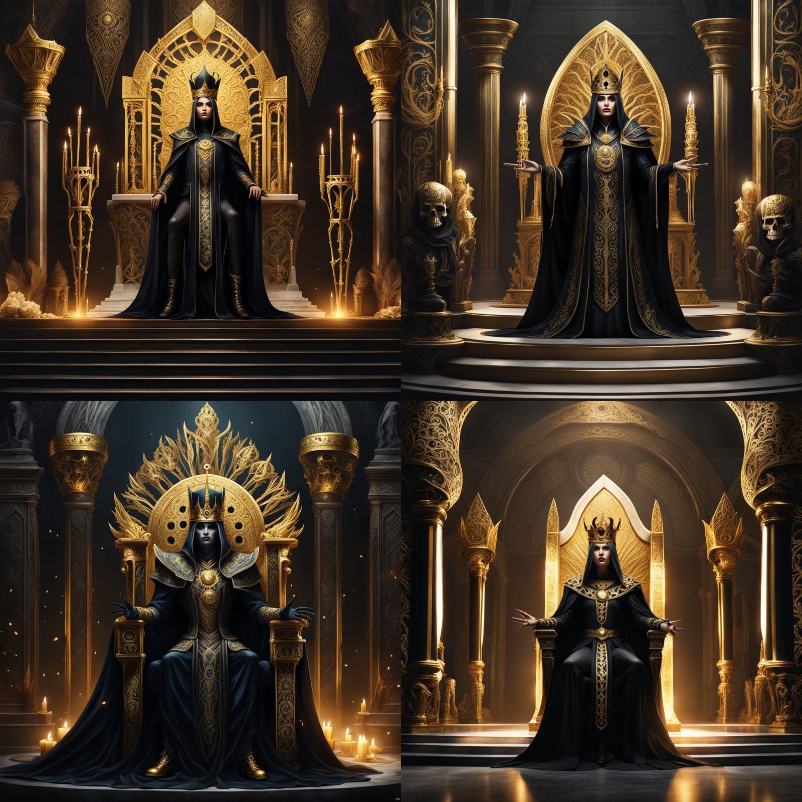 Necromancer Mage in Marble Hall with Bone Crown