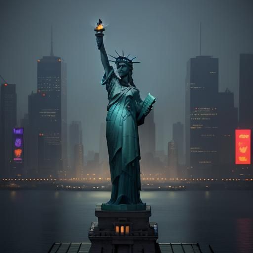 Statue of Liberty Sings Salsa in Matte Painting