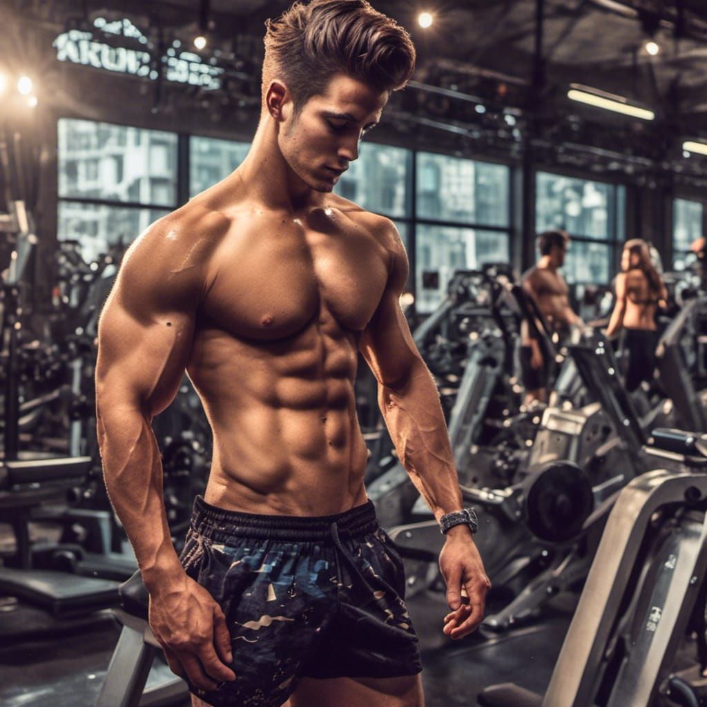 Hyperrealistic Portrait of a Muscular Male Model