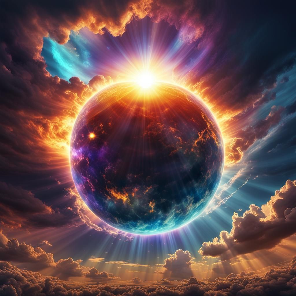 Cosmic Sun Peeks from Behind Dark Clouds