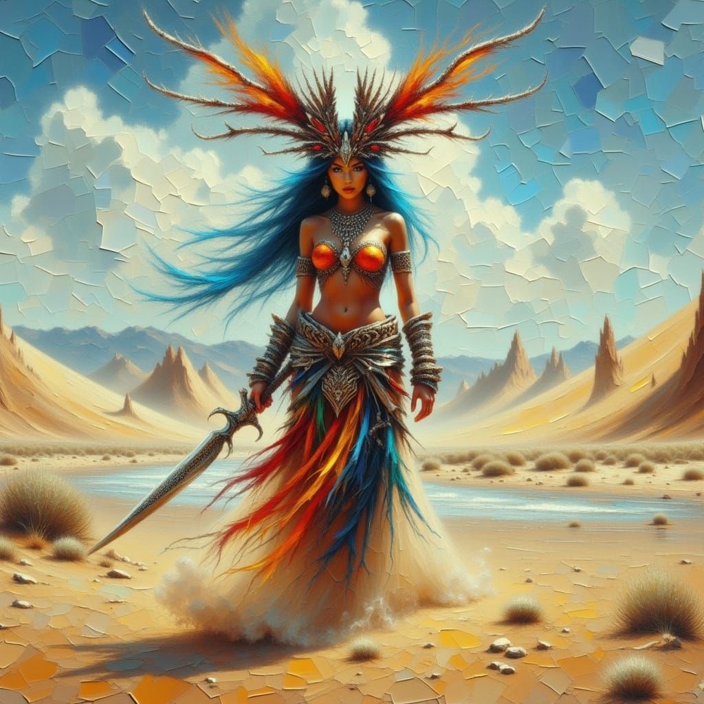 Malevolent Siren Rises from Gobi Desert as Impasto