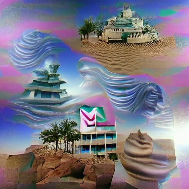 Surreal Vaporwave Mirage in Dreamlike Style