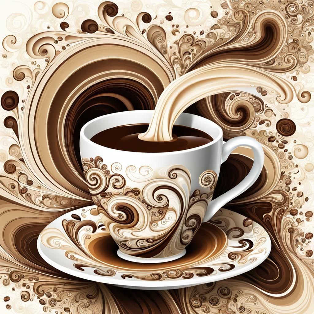 Latte Art: Coffee and Cream Swirls