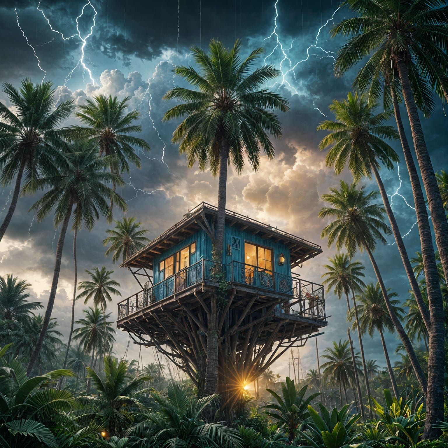 High-Tech Treehouse on Tropical Island