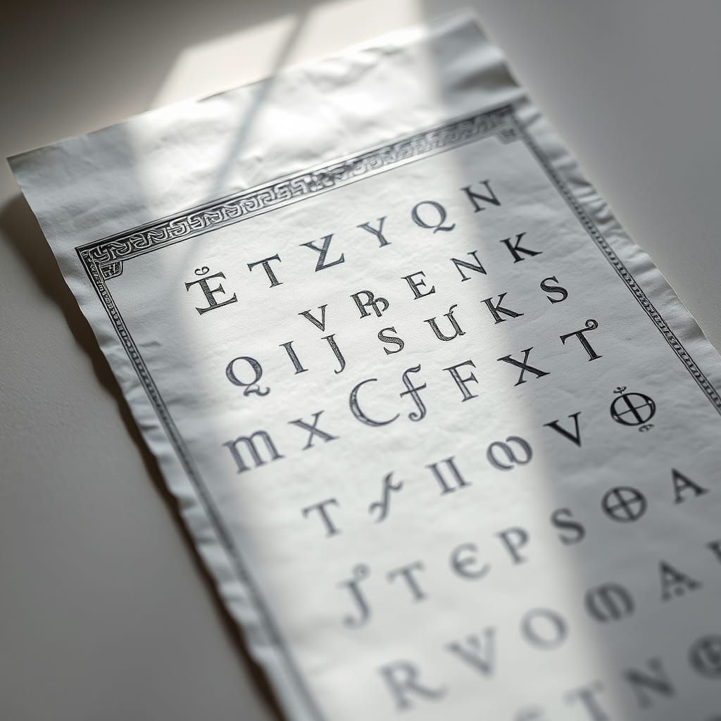 Ancient Rune Scroll with Decorative Silver Border