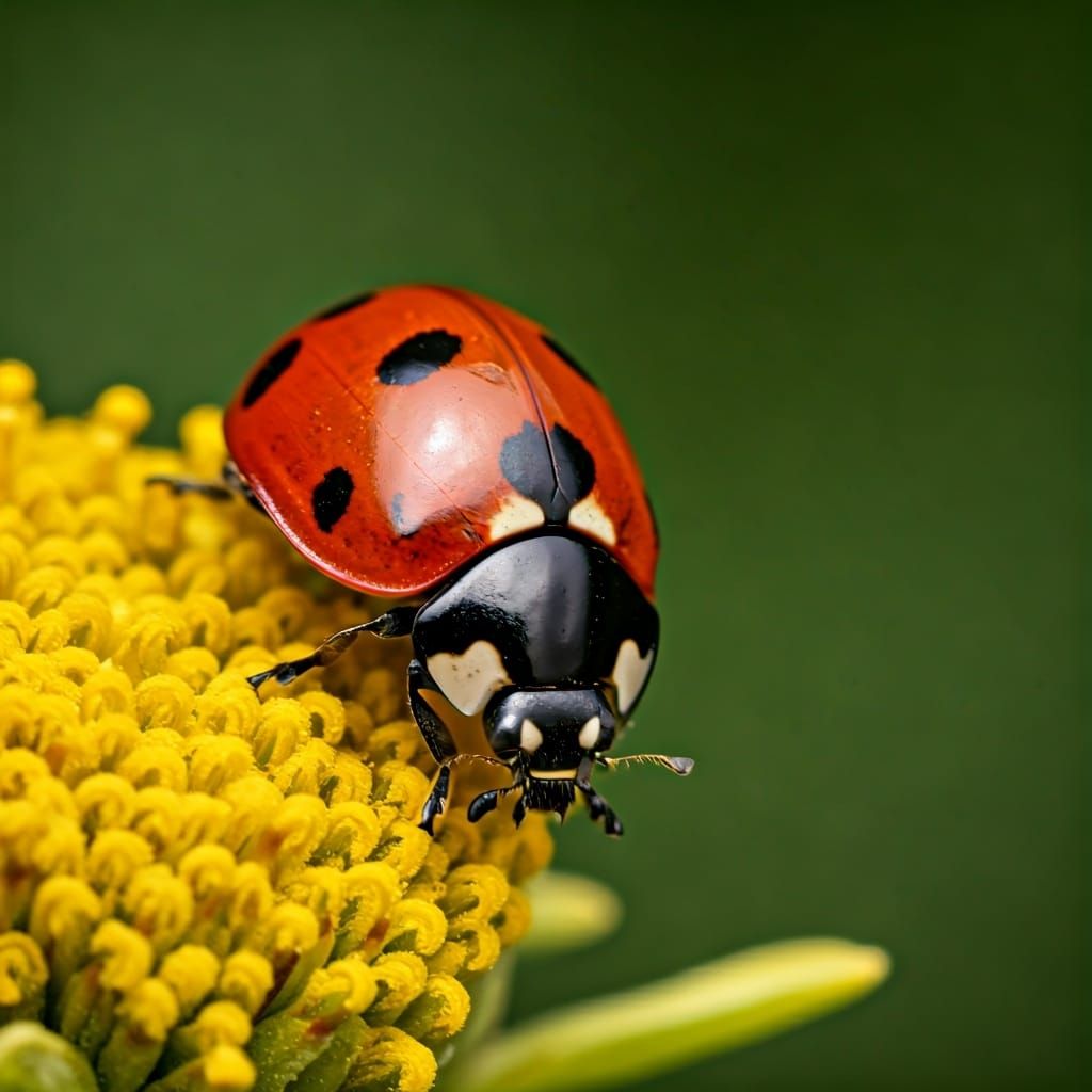 Hyper-Realistic Ladybug on Flower Stamen