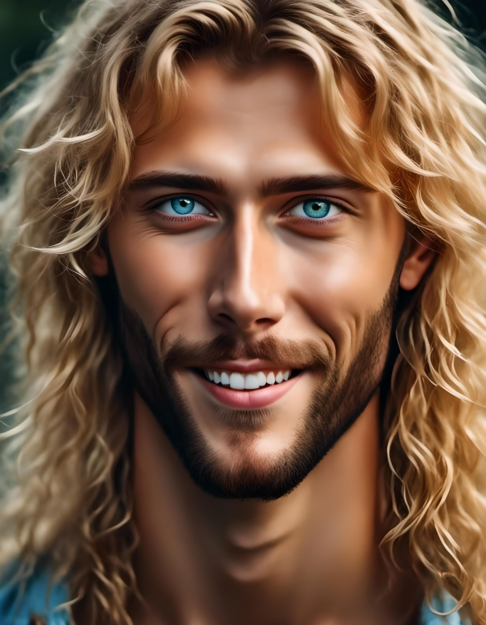 Smiling Blond Man with Amber Eyes
