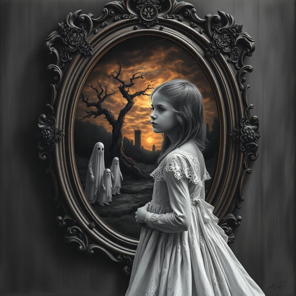 Girl Confronts Fears in Haunted Mirror