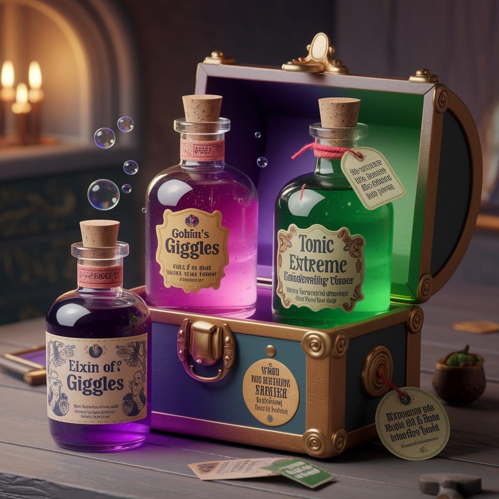 Magical Potions and Whimsical Bubbles in an Enchanted Room