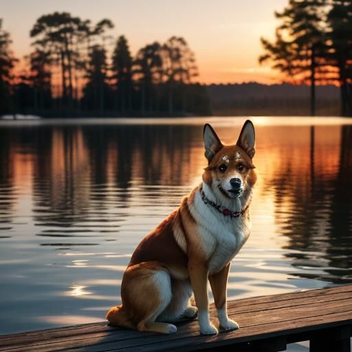 Vibrant Caniche Portrait at Sunset: Golden Hour