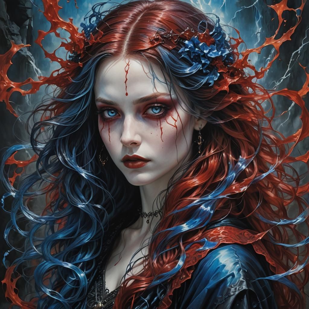 Enchantress Radiating Gothic Power in Hyperrealism