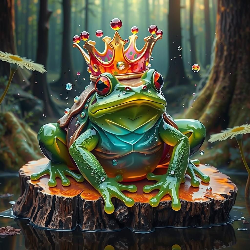 Stunning masterpiece of a giant jelly sculpted frog wearing ...