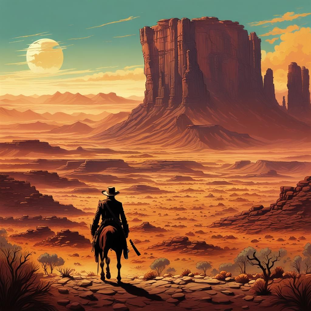 Wild West Outlaw in Cinematic Charcoal Style