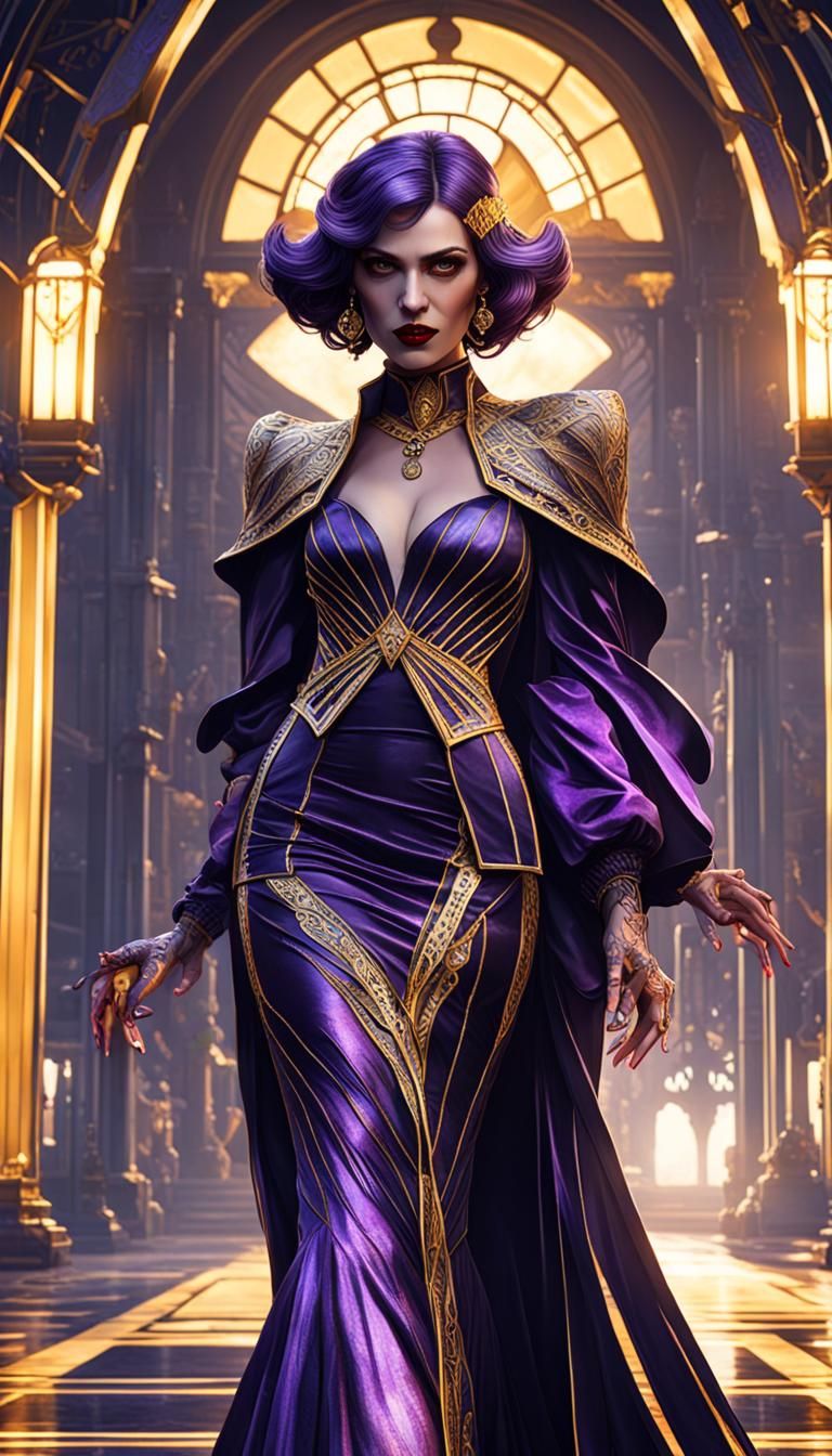 Art Deco Vampire Woman: Dark Fantasy Masterpiece