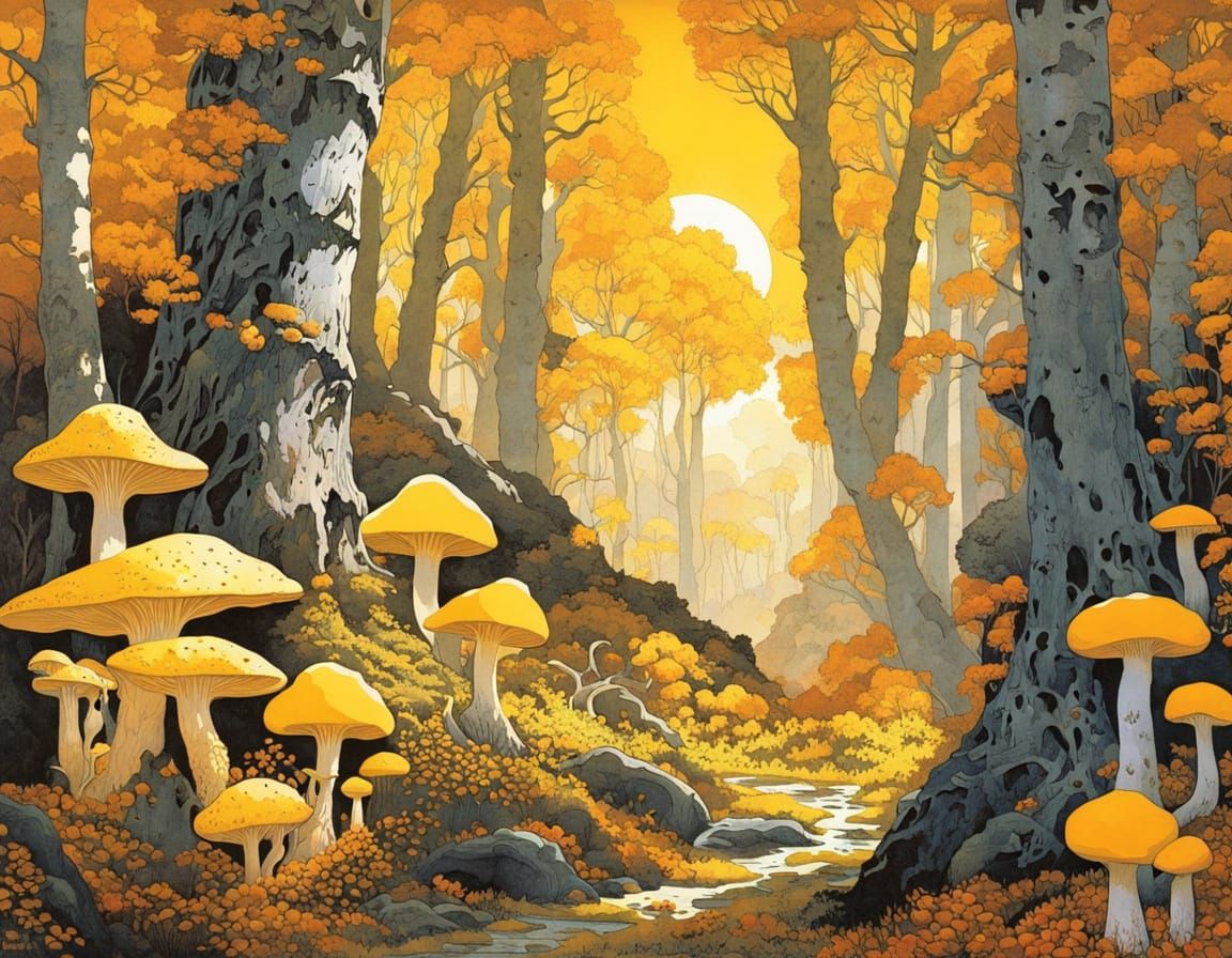 Whimsical Kirigami Fantasy Forest in Warm Autumn Hues