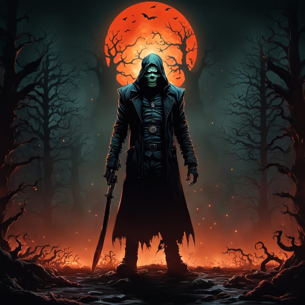 Backlit Ghoul in Dark Horror Style