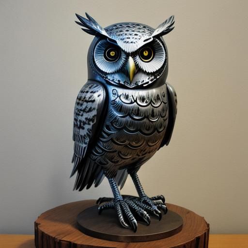 Welded Metal Owl Sculpture