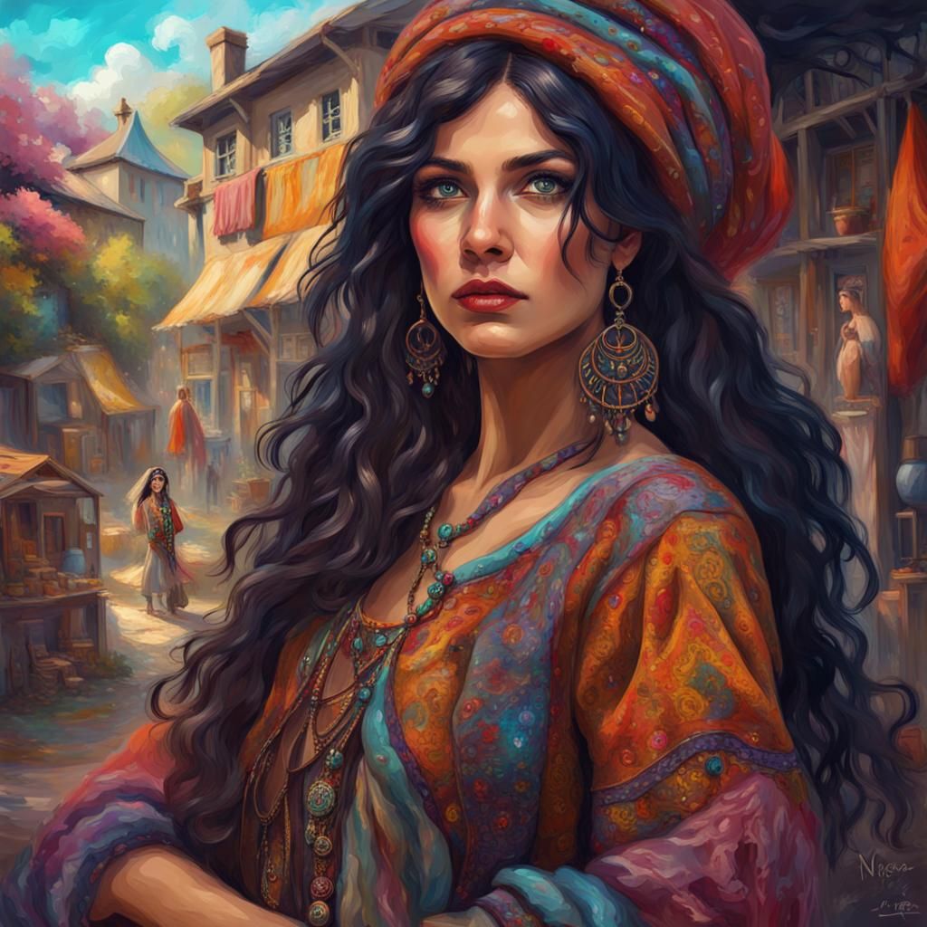 Gorgeous Gypsy Woman in Expressionist Style