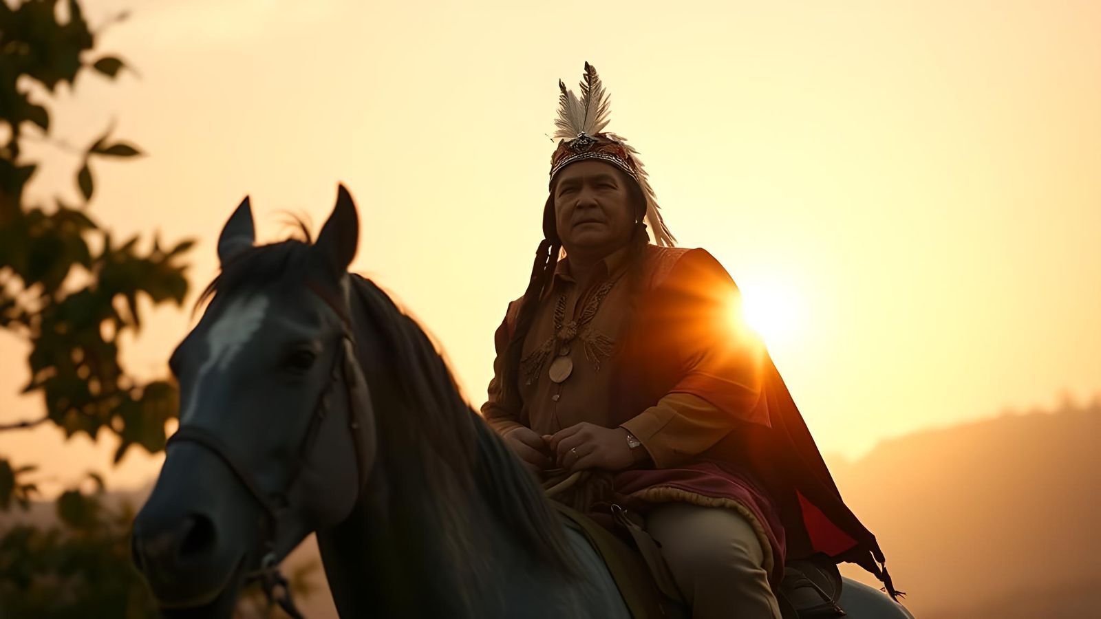 Chief Joseph Addresses His Tribe at Sunset