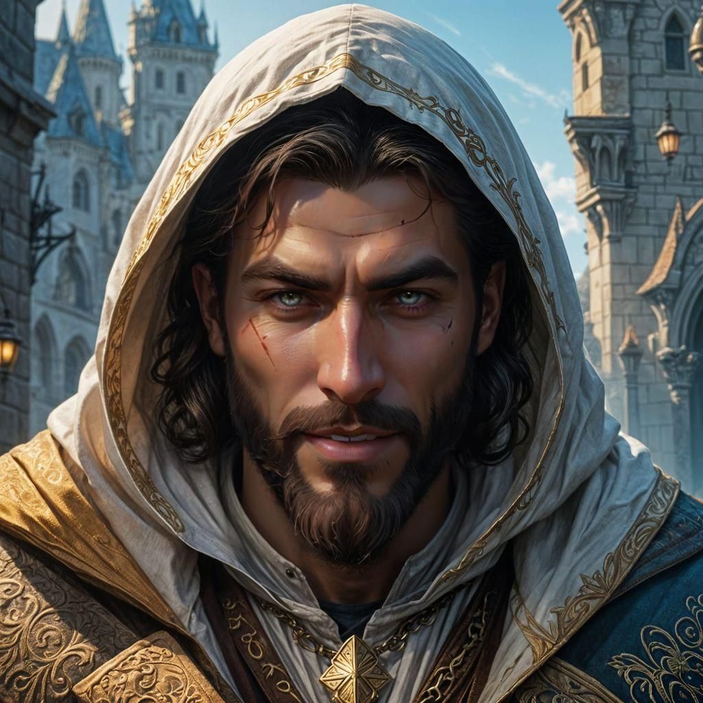 Fantasy Assassin in Medieval City, Digital Art