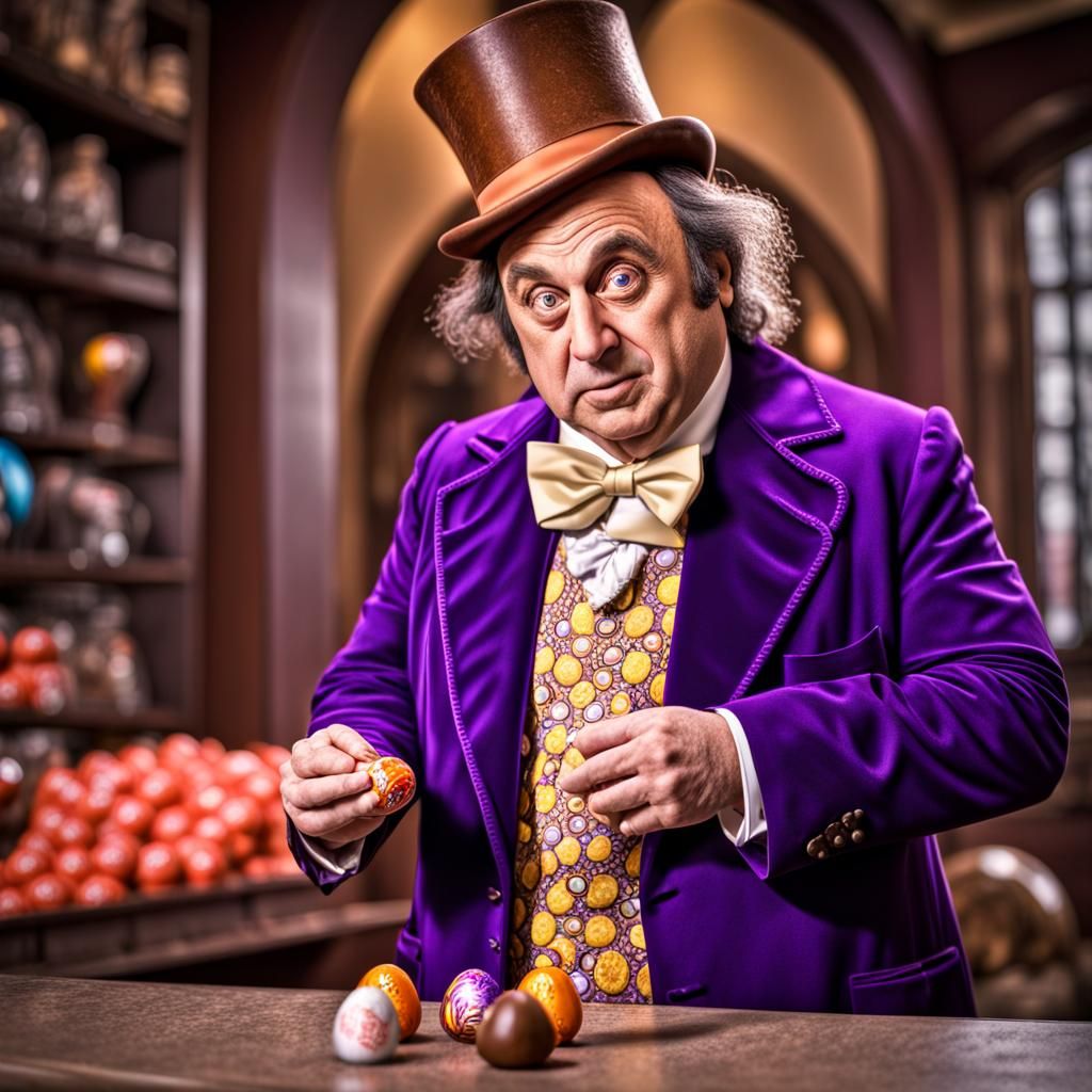 Danny DeVito as Willy Wonka with Egg