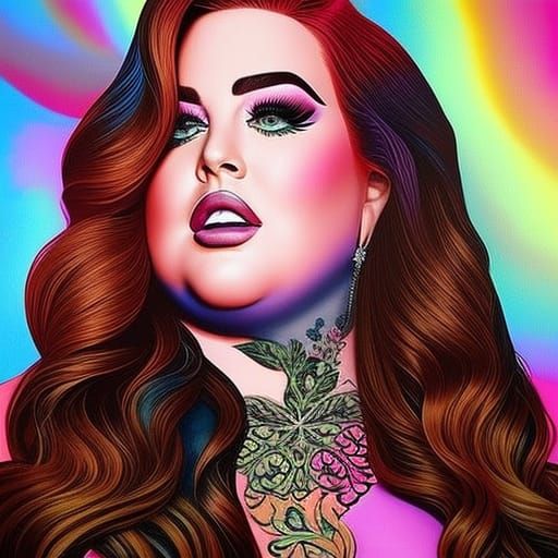Hyperrealistic Portrait of Tess Holliday in Splash Art Style