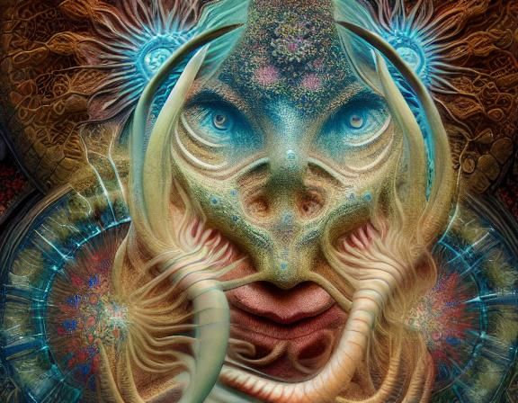 Amoeba Hybrid in Space: Surreal Fairytale Render