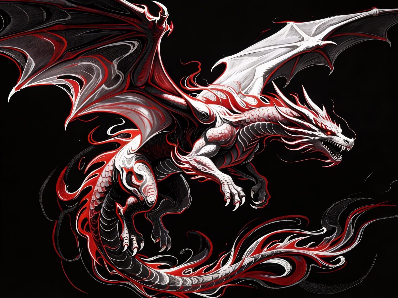 Bold Flying Dragon in High Contrast