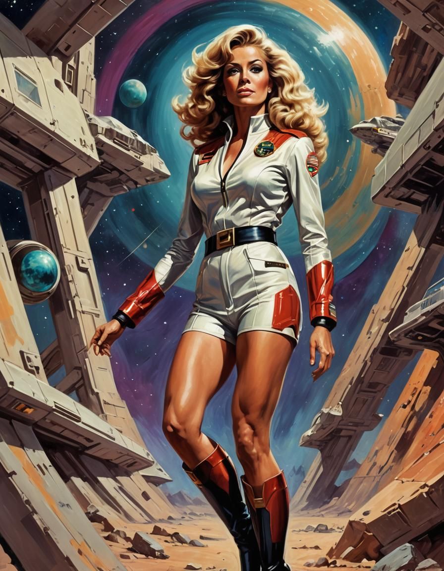 Sci-Fi Pinup: Space Woman in Retro Style