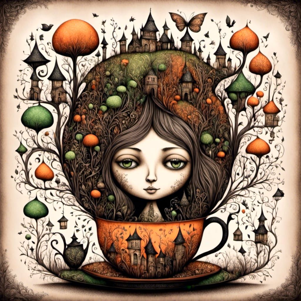 Magical Forest Fairy Tea Set in Fantasy Style