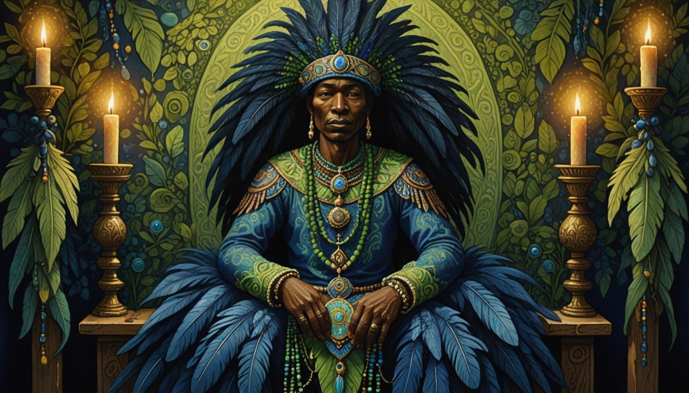 Voodoo King in Naive Folk Art Style