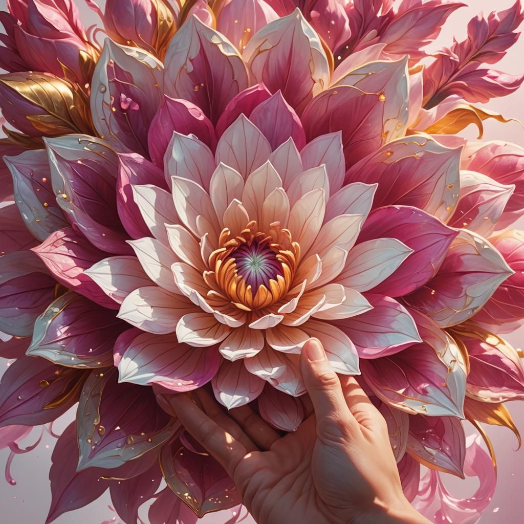 Magical Flower with Shifting Petals: Fantasy Art