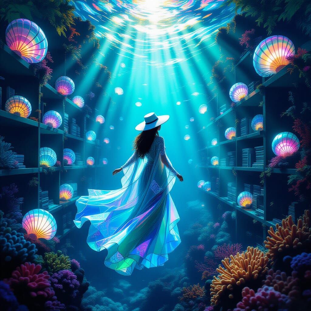 Spectral Jellyfish Librarian in Coral Reef Archive