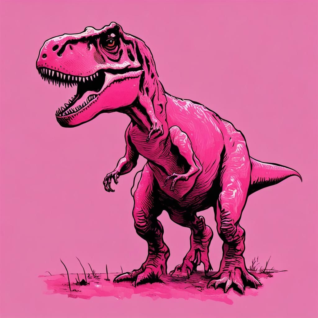 Pink T-Rex as Impasto Painting