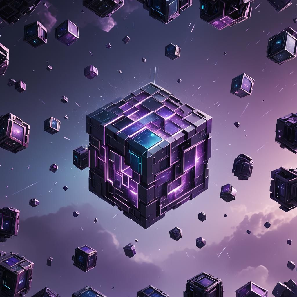 Blue Purple Cube Logo for Software Package