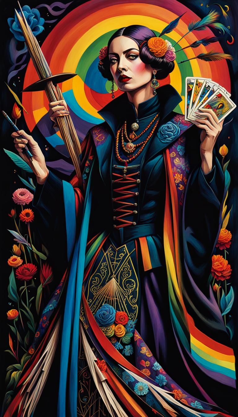 Cubist Tarot Card Artist in Dance Macabre