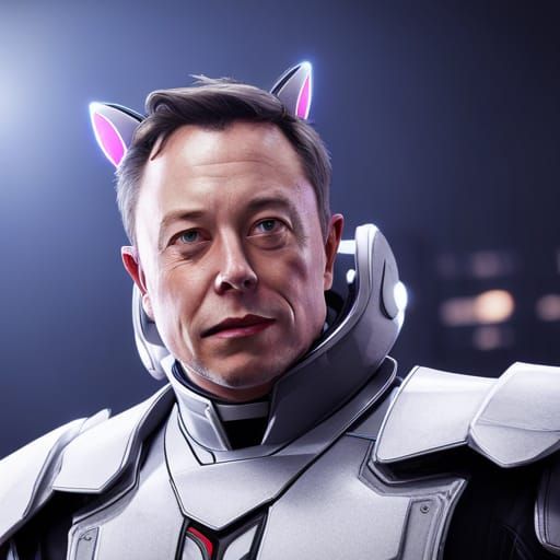 Elon Musk with Cat Ears in 3D