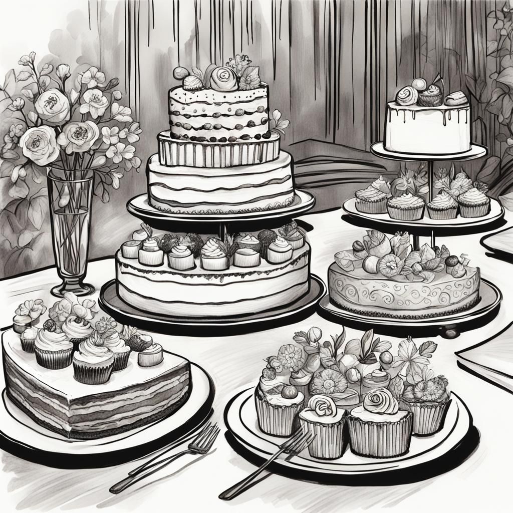 Comic Book Tier Cakes and Party Table Close-Up