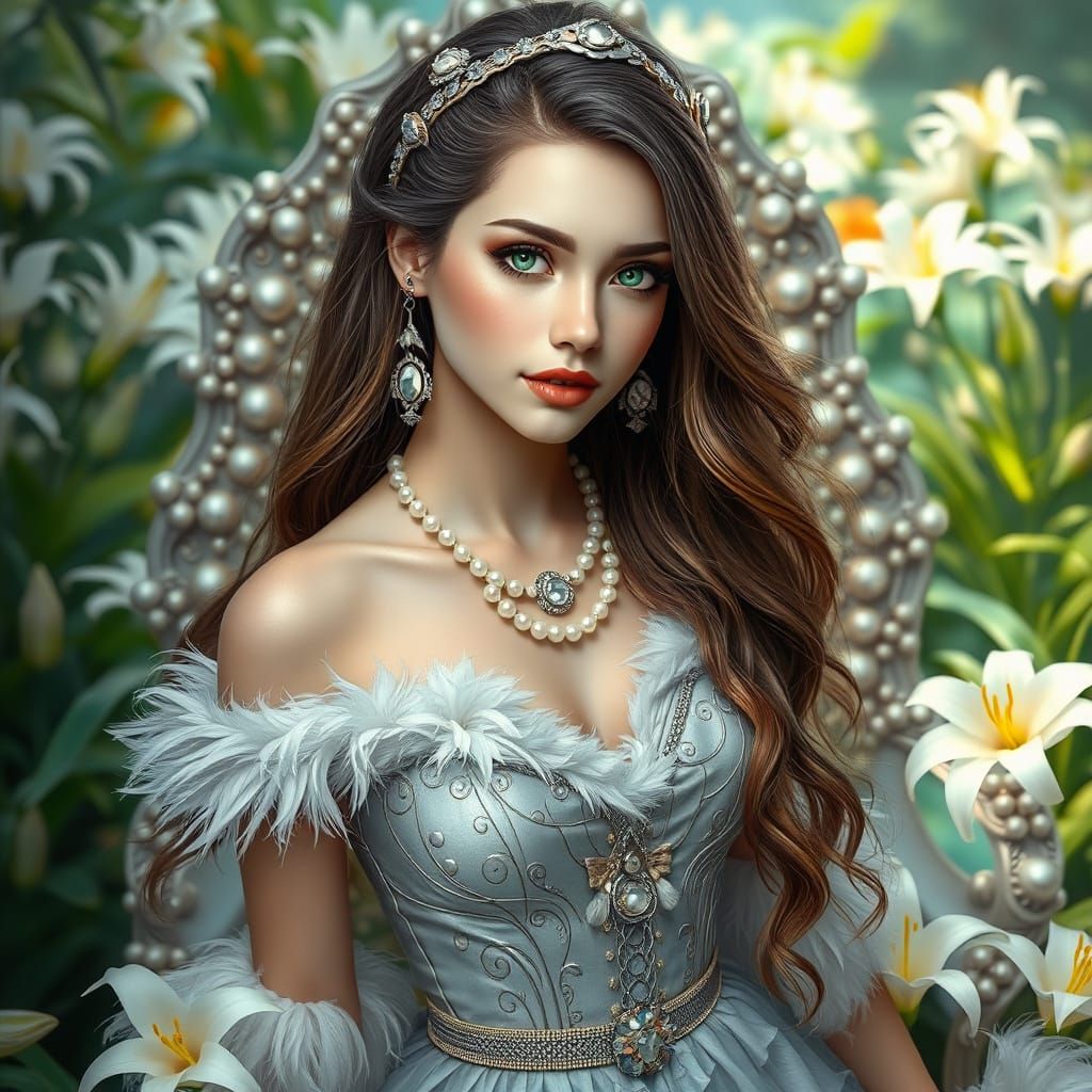 Steampunk Woman in Magical Garden, 3D Rendered