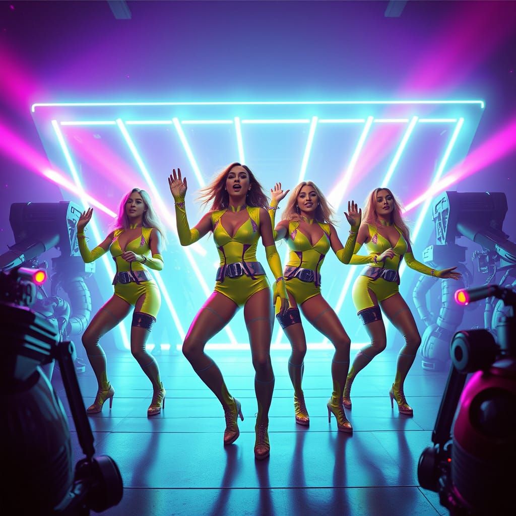 Sugababes Fight Robots with Music in Futuristic Style