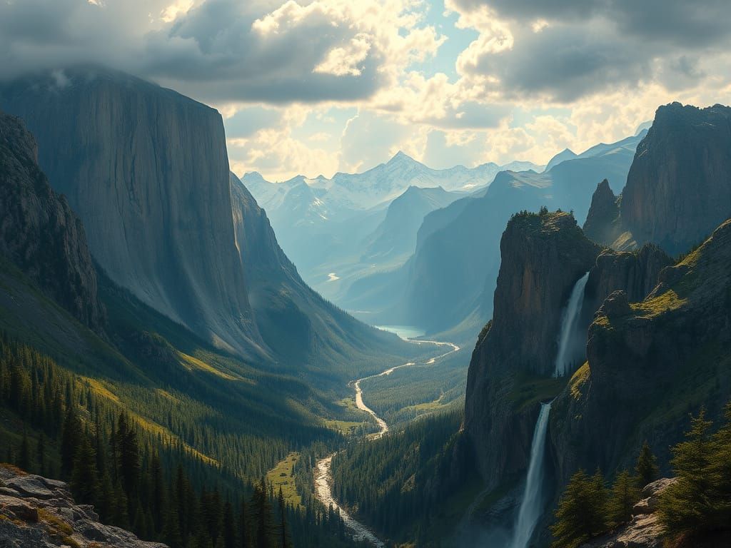 Sublime Mountain Landscape in a Romantic Realist Style