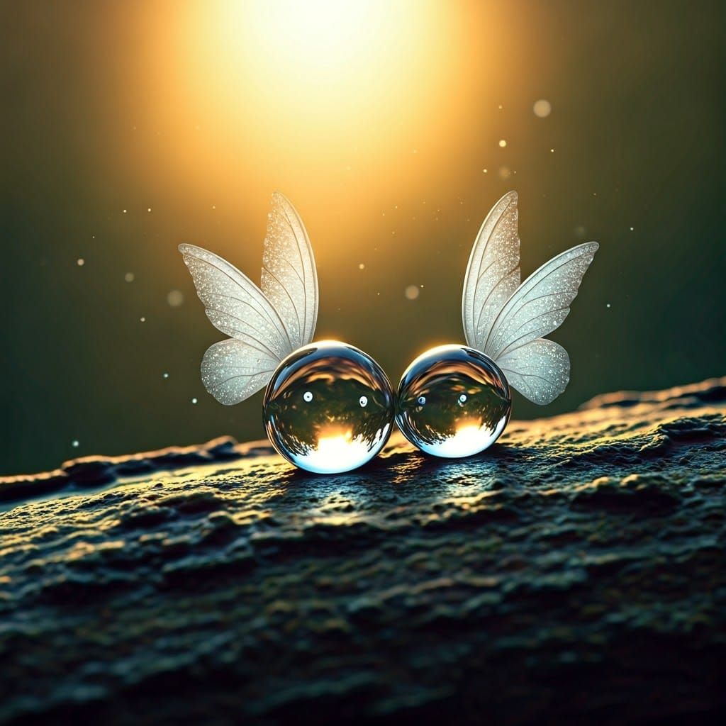 Luminescent Water Droplet Fairies at Sunrise