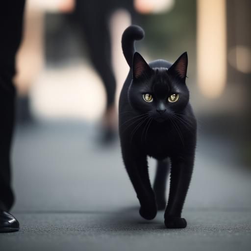 Scared Man and Black Cat Photo