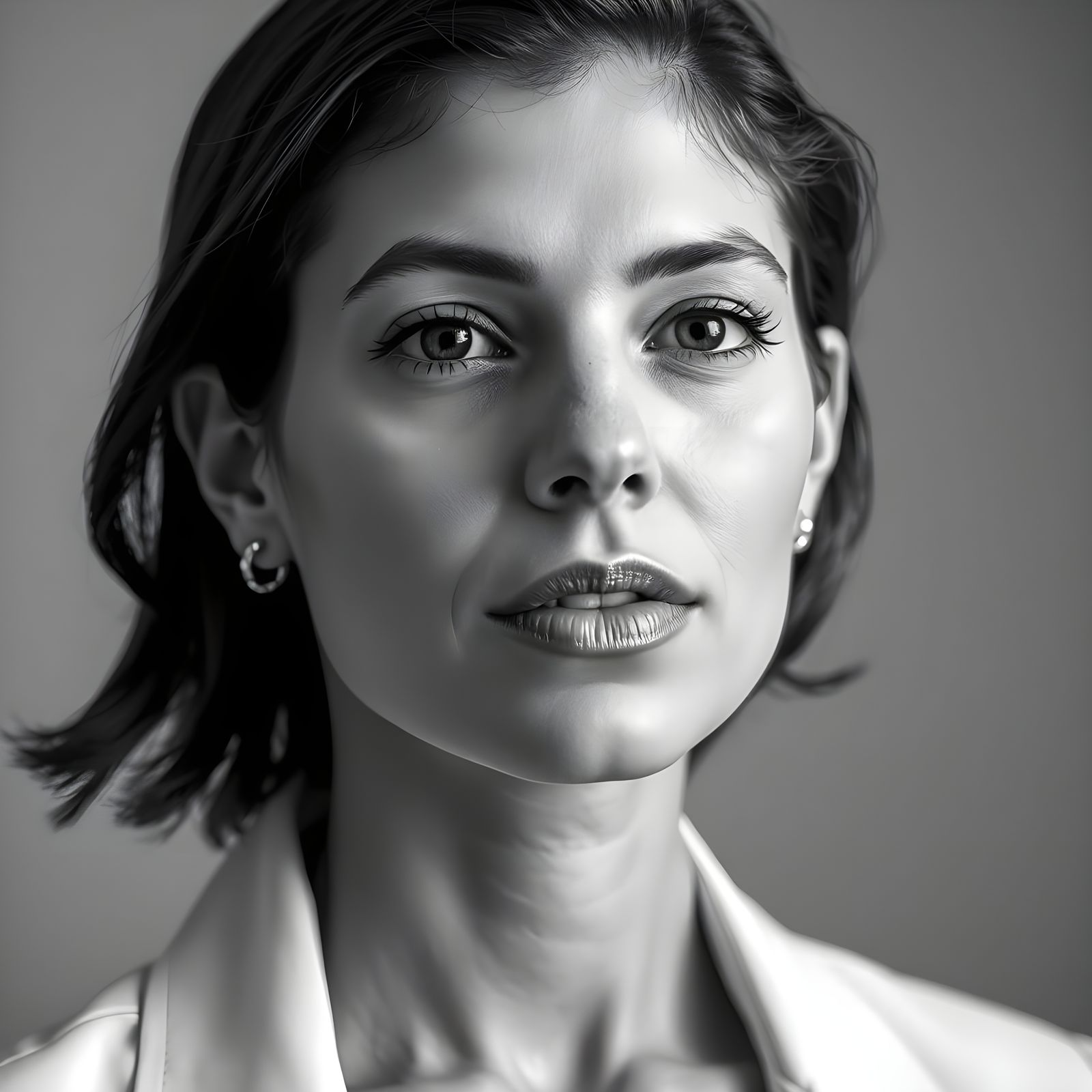 Monochrome Portrait of a Woman in Soft Studio Light