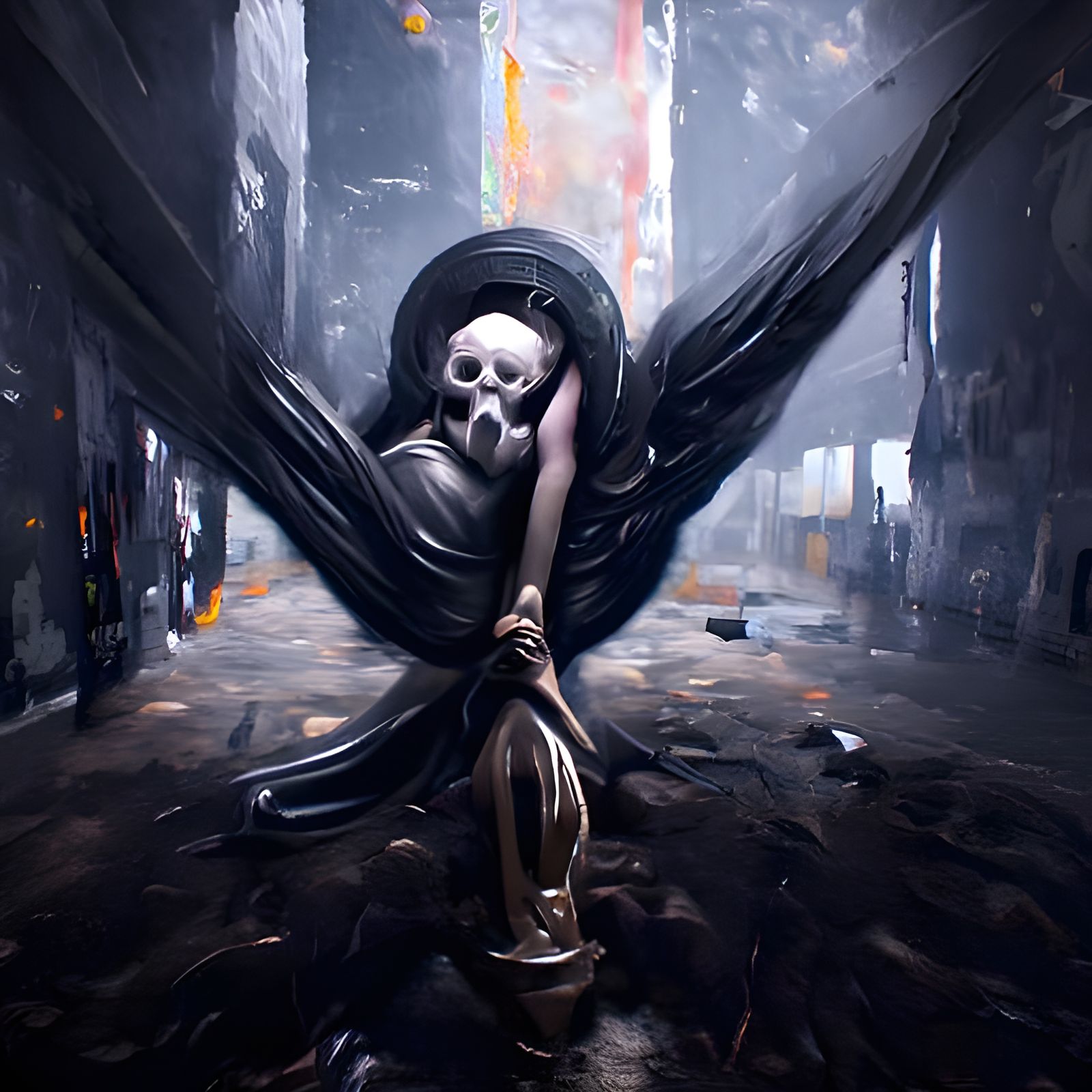 Angel of Death Crying: Oil Painting