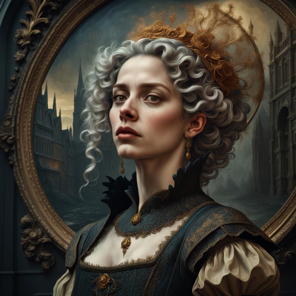 Gothic Portrait of a Woman in Baroque Style