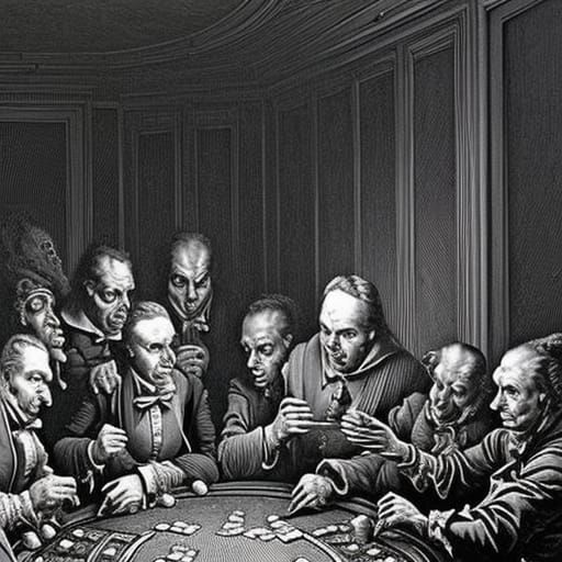 Eerie Poker Full House in Gothic Horror Style