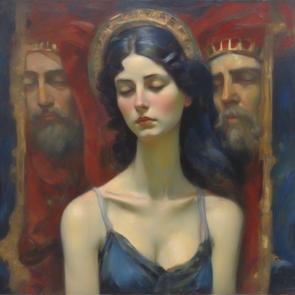 Divine Judgment on Betrayal in Art Nouveau Style