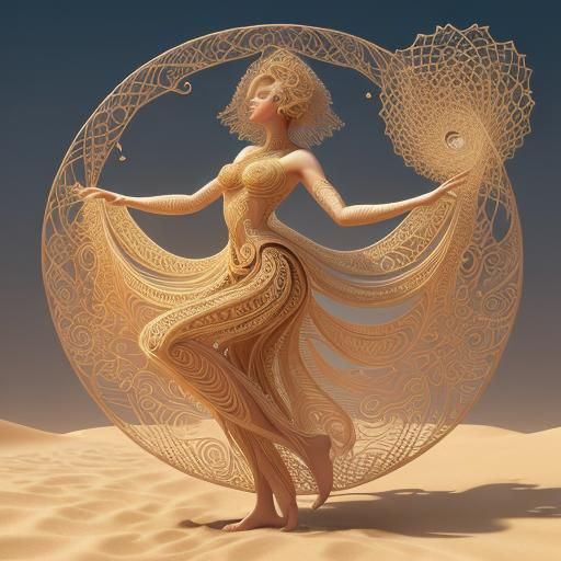 CREATED FROM SAND - 
woman dancing to a rhythm
