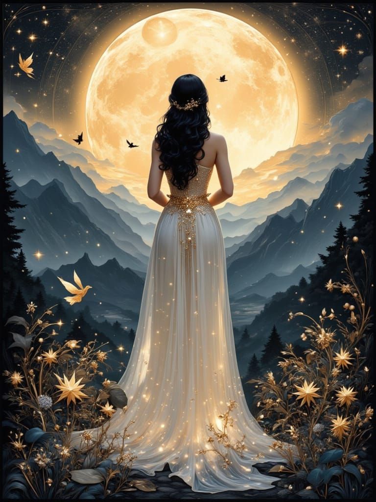 Mystical Woman Reminiscing In the Mountains